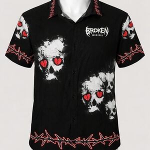 Broken Promises Men's Black and Red Skull Shirt